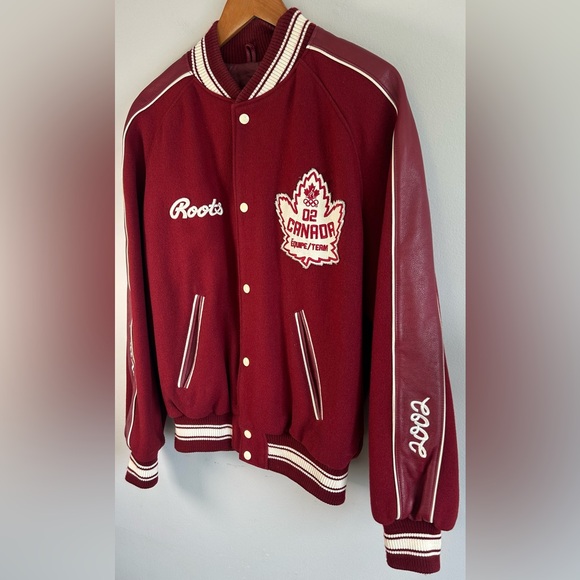 VTG Y2K Roots Canada Men’s Varsity Bomber Jacket 2002 Salt Lake City Olympics L - Picture 4 of 12